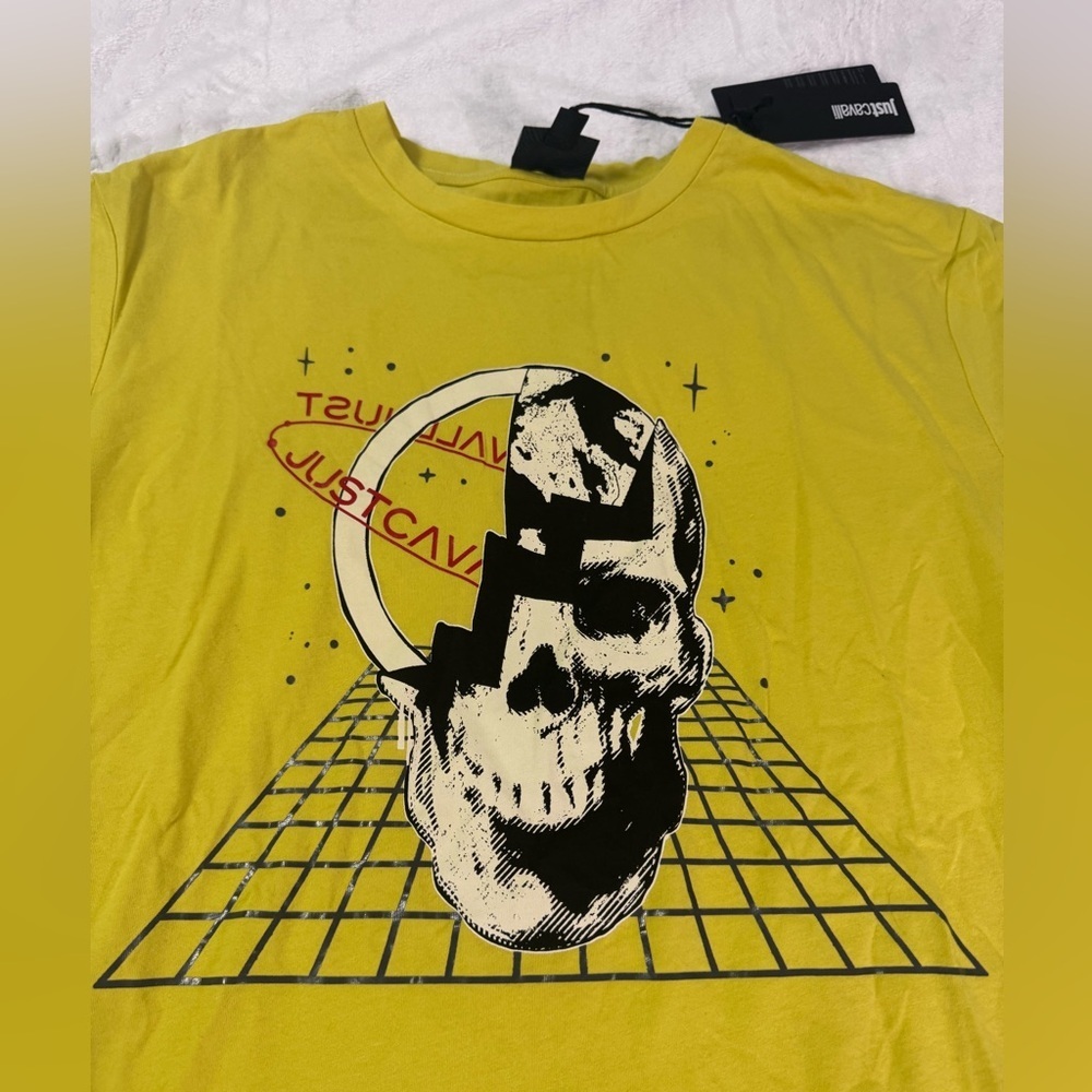 Just Cavalli Yellow Skull Women’s Graphic Tee - Picture 2 of 6